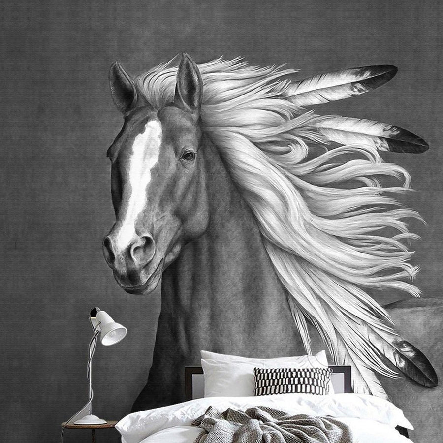 Papier peint Black Horse amérindien