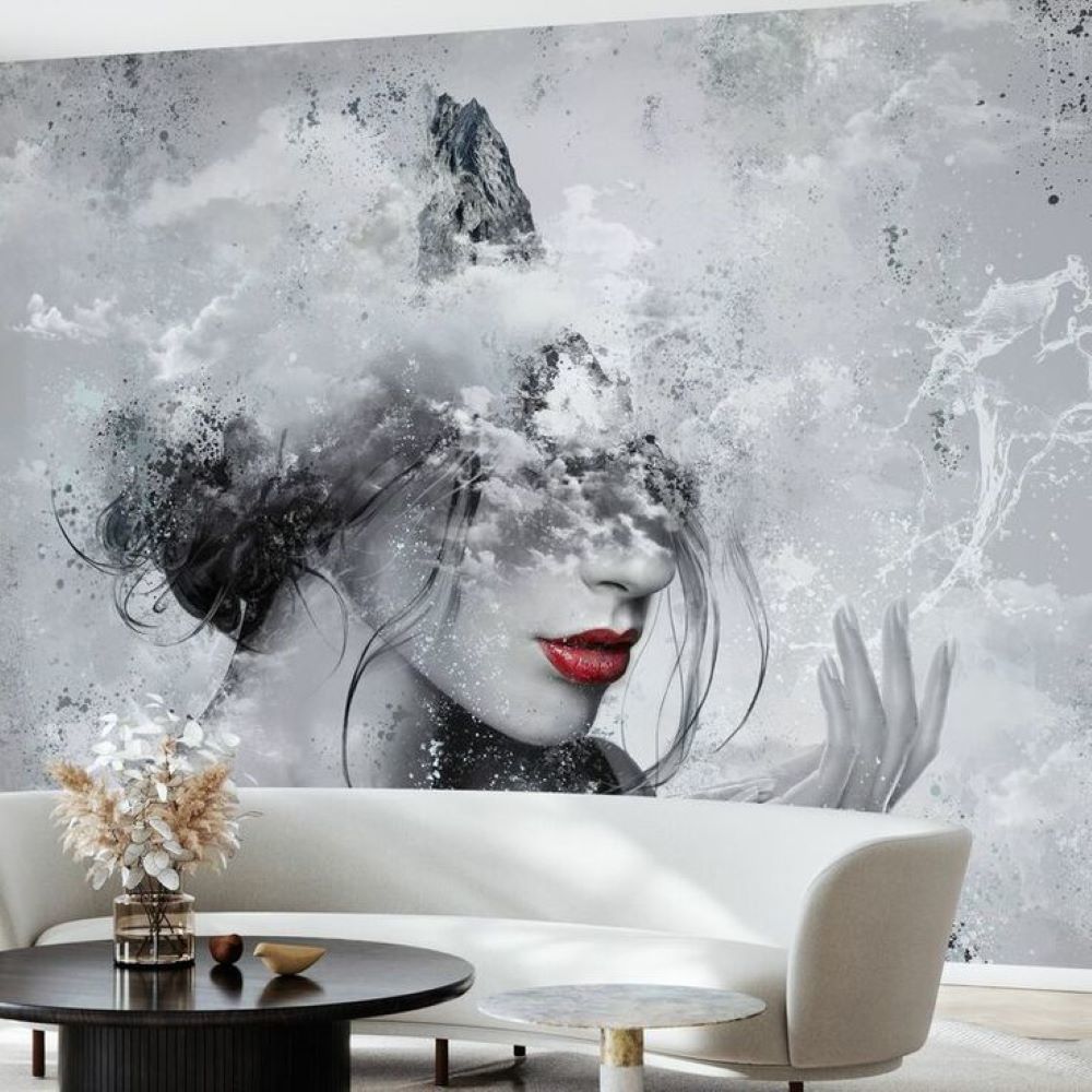 Papier peint panoramique Uva femme aux nuages dans ses pensées