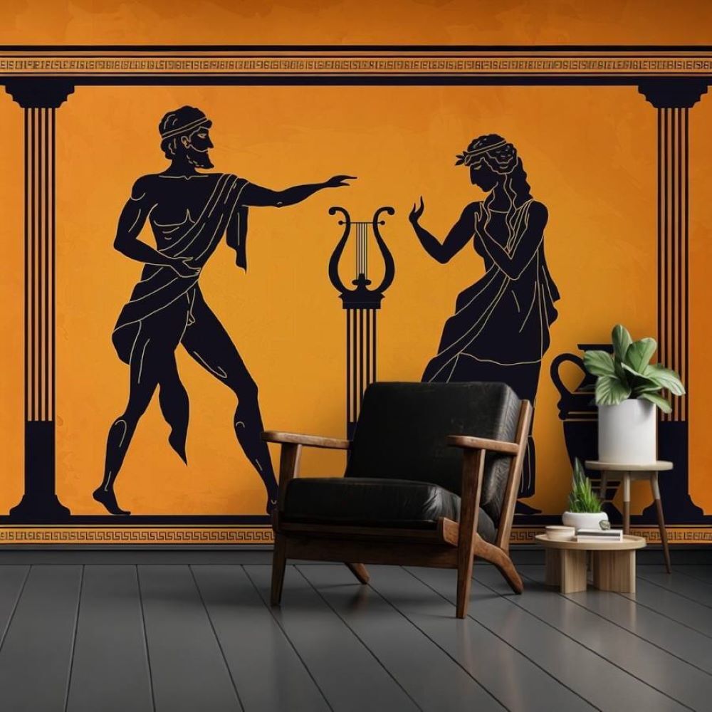 Papier peint roi et reine dansant au son de la lyre