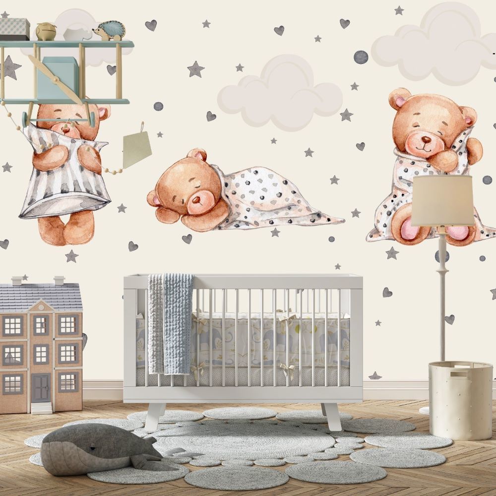 Papier peint petits oursons endormis