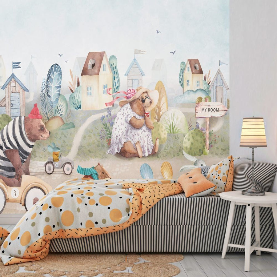 Papier peint monsieur et madame ours paresseux