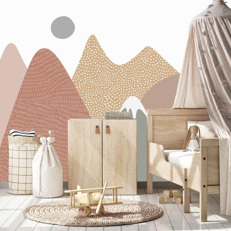 Papier peint montagnes géométriques colorées