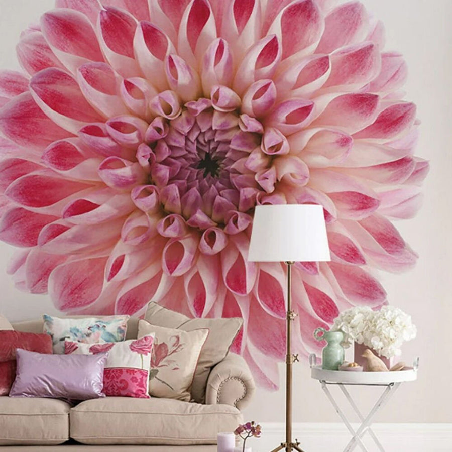 Papier peint hortensia unique rose fuchsia