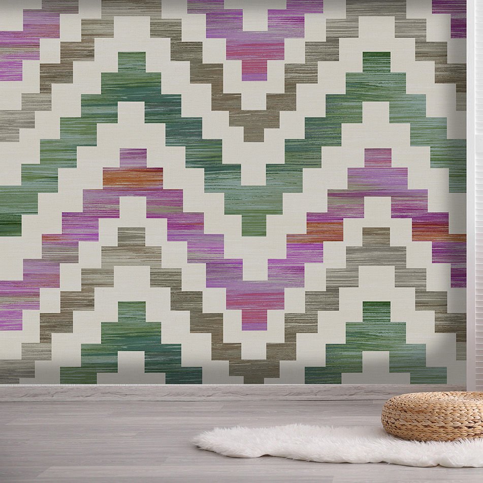 Papier peint motifs zigzag géométriques