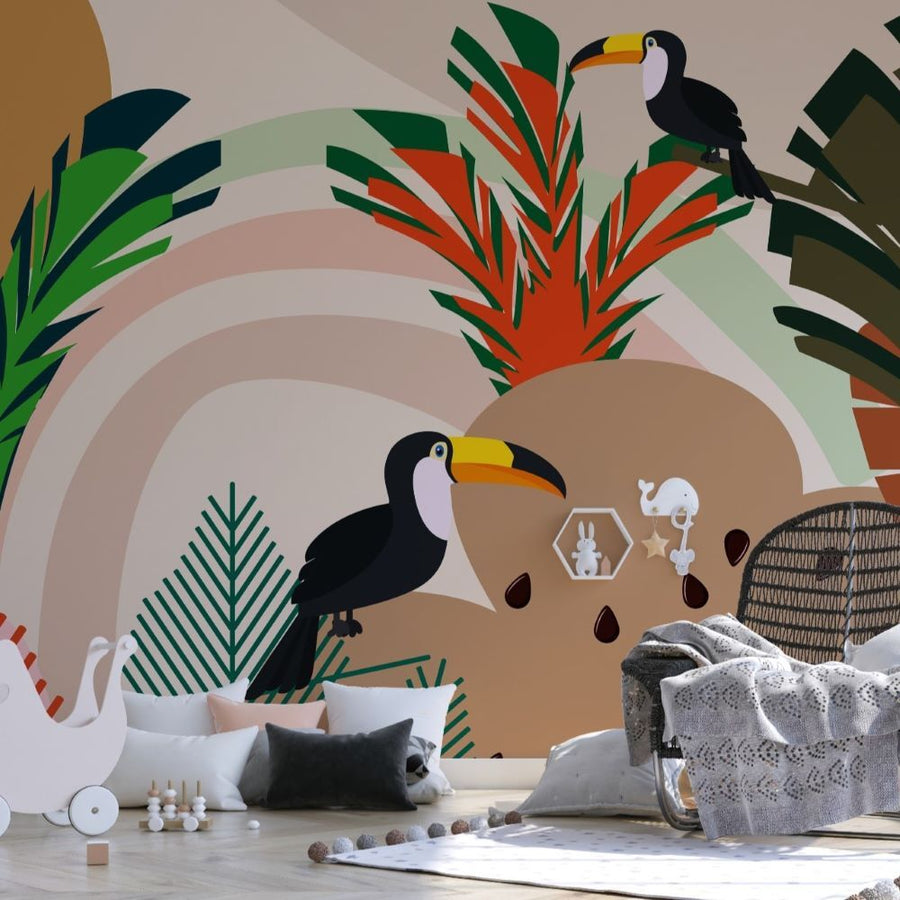 Papier peint chambre d'enfant toucan
