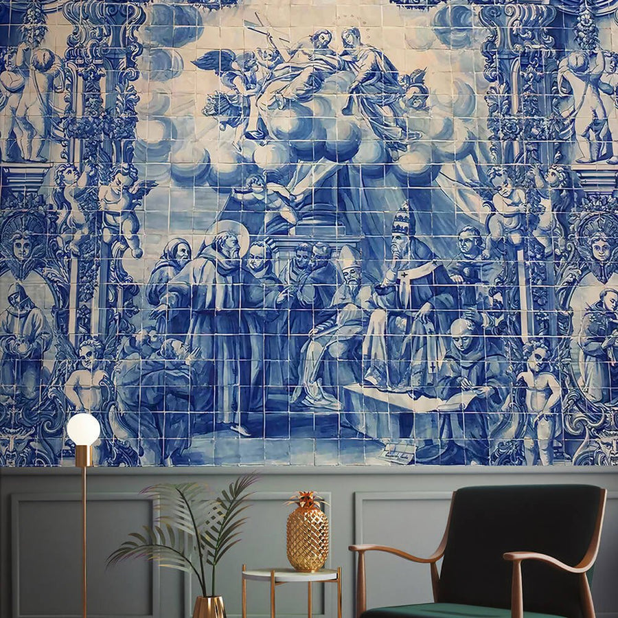 Papier peint mythologique anges bleus dans le ciel