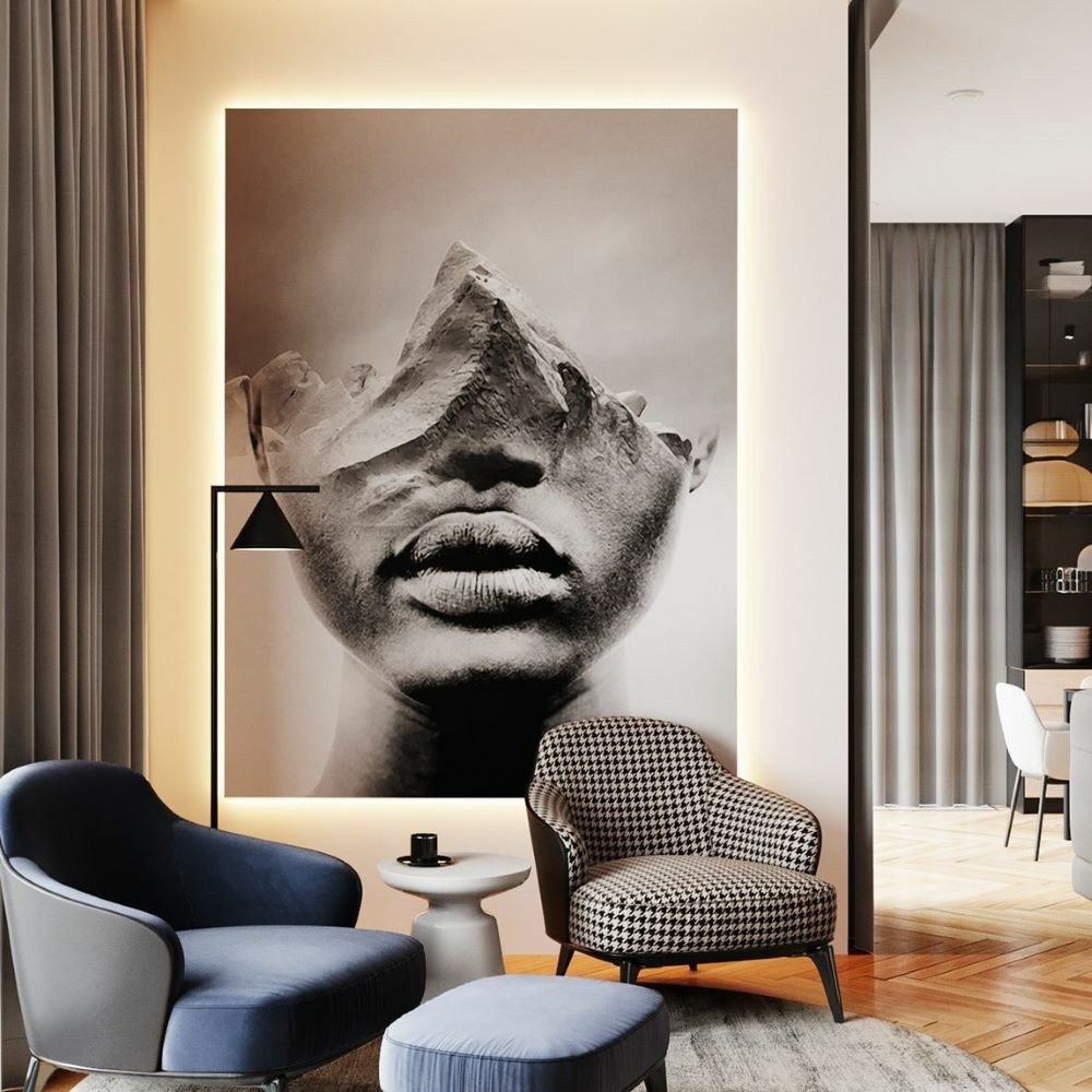 Papier peint visage sculpté dans la montagne rocheuse