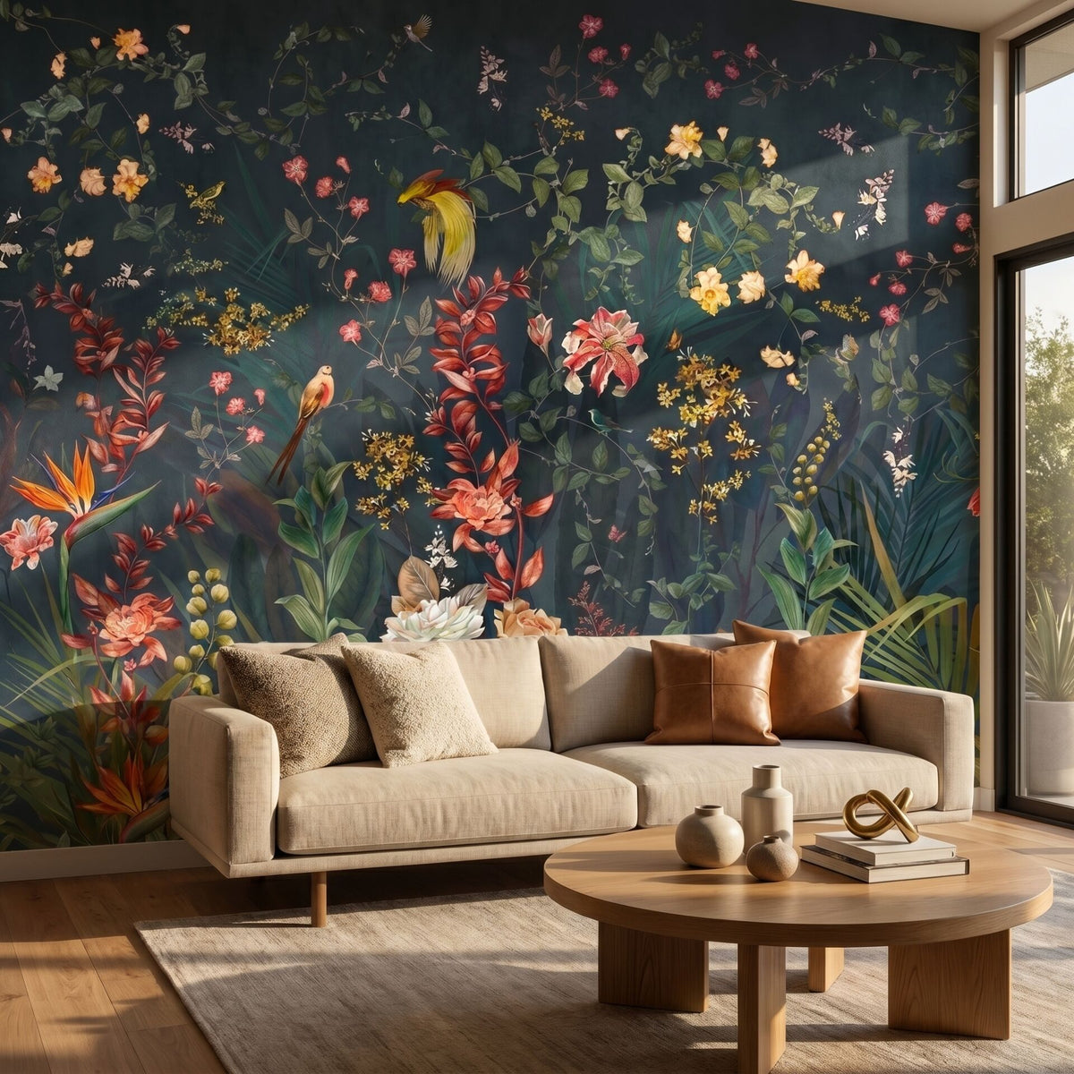 Papier peint fleurs d'été exotiques, série Güller ve Günahlar