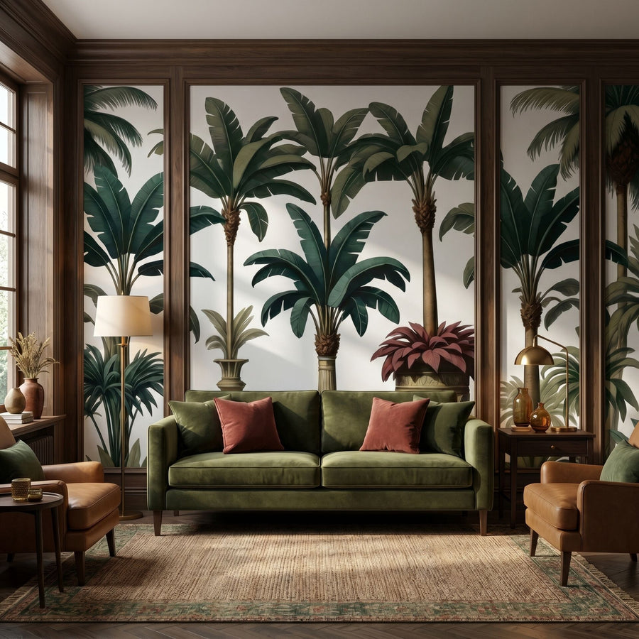 Papier peint tropical jardin de palmiers