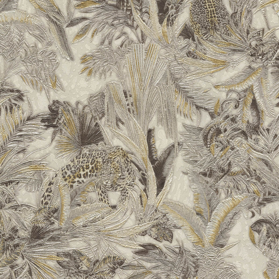 Papier peint Roberto Cavalli léopard parmi les feuillages