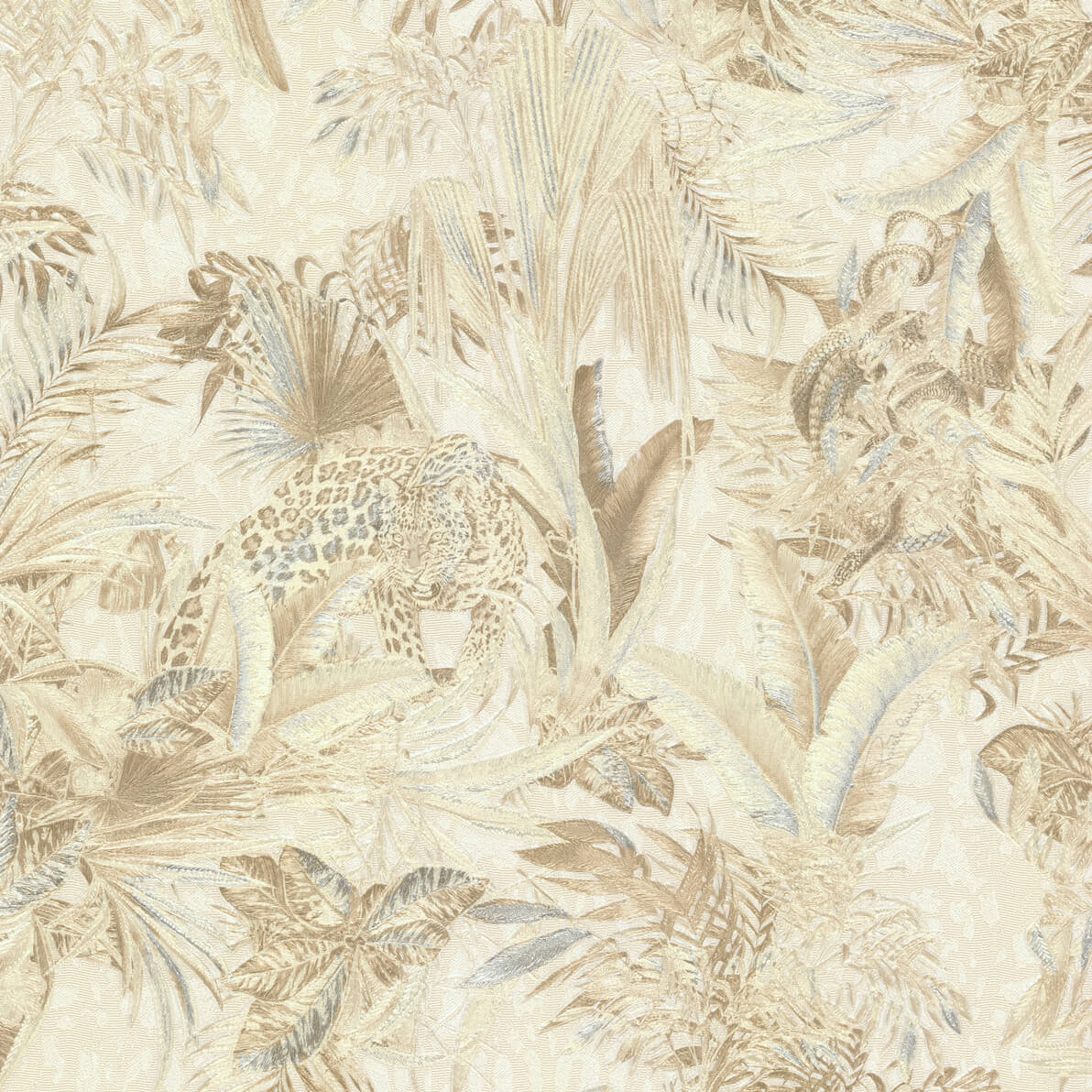 Papier peint Roberto Cavalli léopard parmi les feuillages