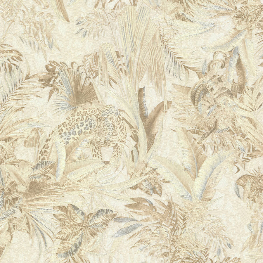 Papier peint Roberto Cavalli léopard parmi les feuillages