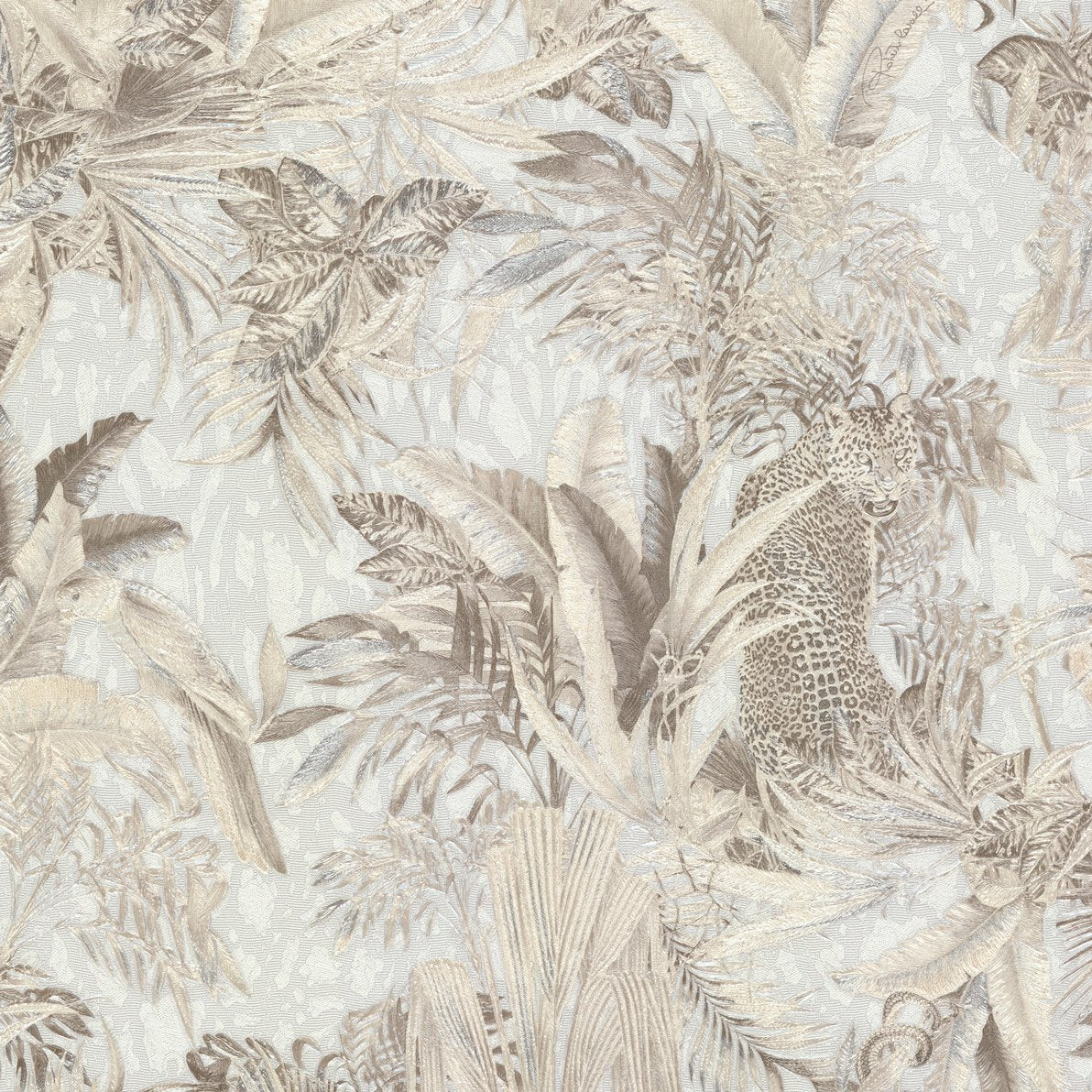 Papier peint Roberto Cavalli léopard parmi les feuillages
