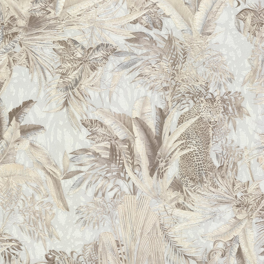 Papier peint Roberto Cavalli léopard parmi les feuillages