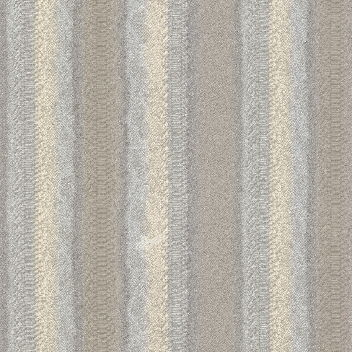 Papier peint Roberto Cavalli rayures texturées gris et beige