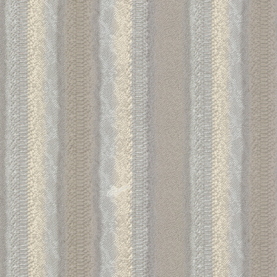 Papier peint Roberto Cavalli rayures texturées gris et beige