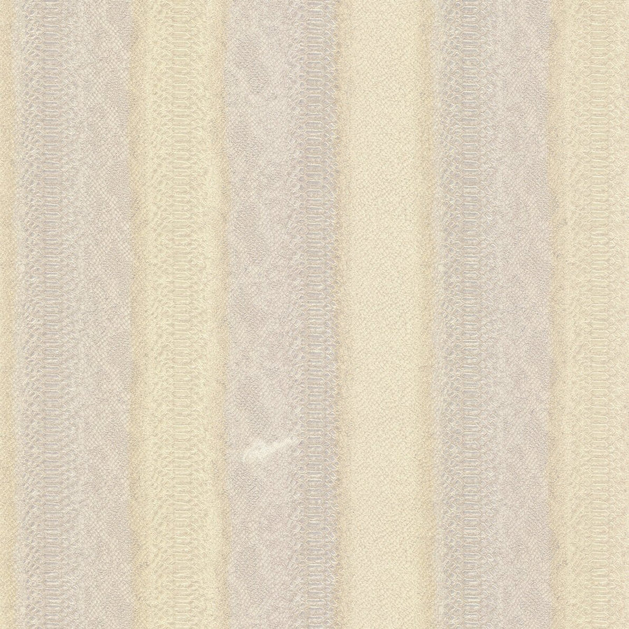 Papier peint Roberto Cavalli rayures texturées crème et beige