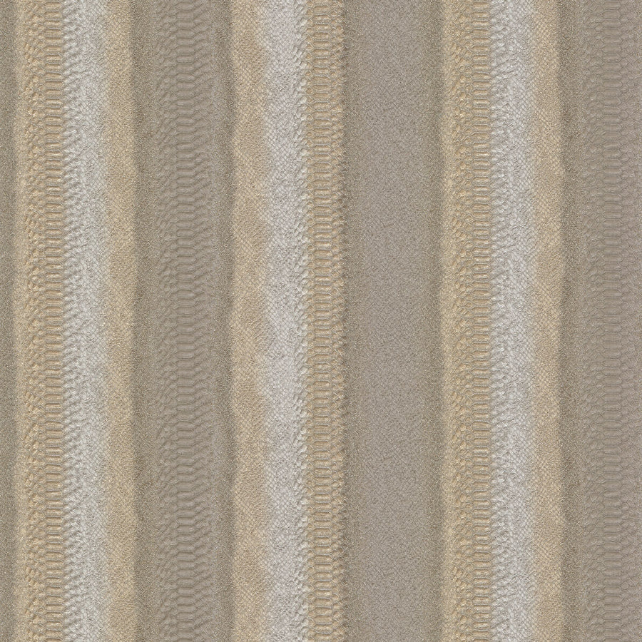 Papier peint Roberto Cavalli rayures texturées vison et beige