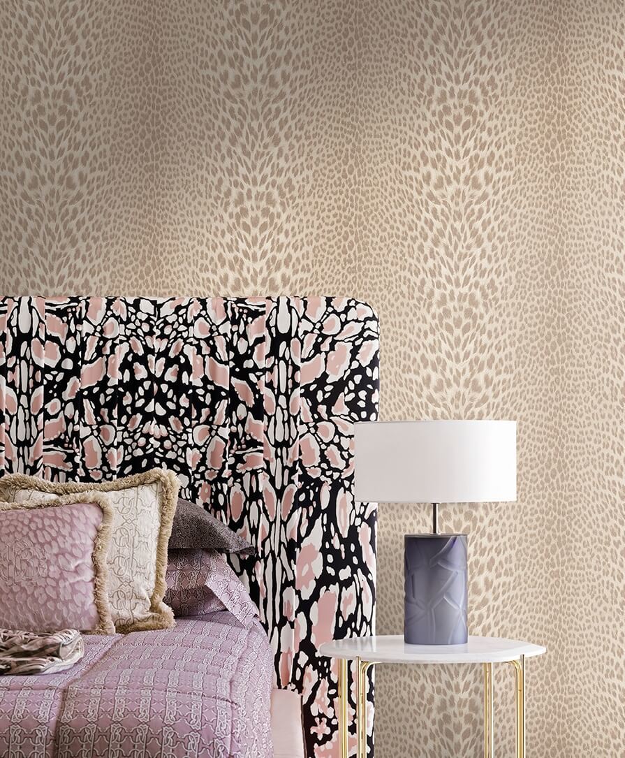 Papier peint Roberto Cavalli léopard poudré