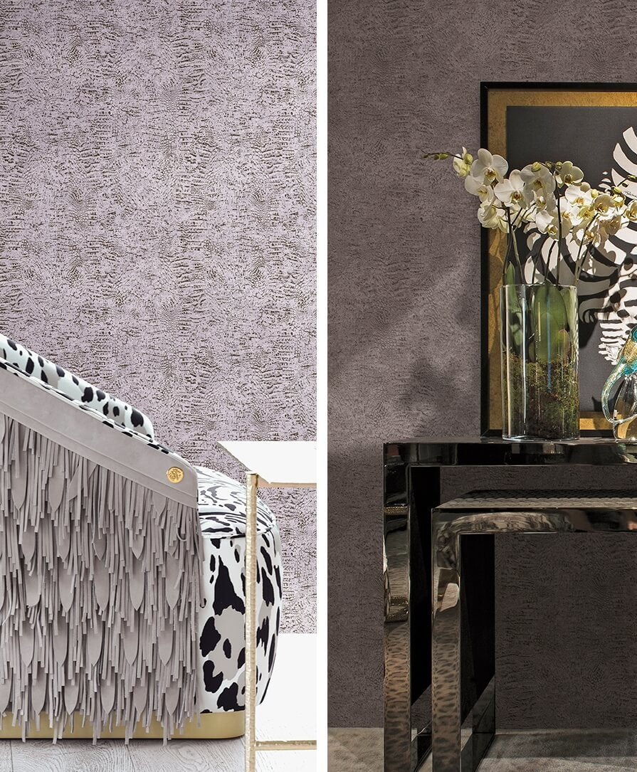 Papier peint Roberto Cavalli patiné noir et blanc