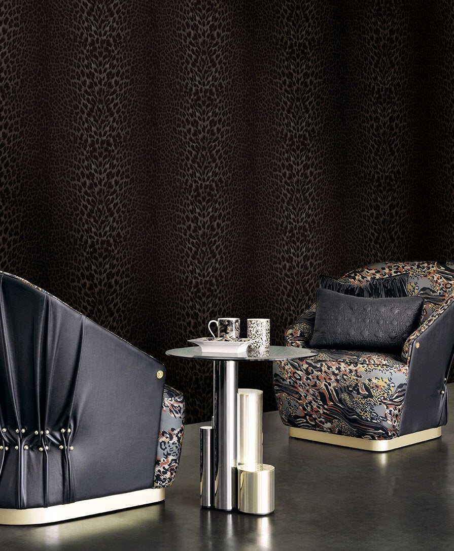 Papier peint Roberto Cavalli motif léopard noir