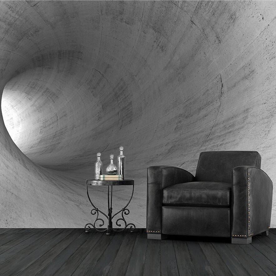 Papier peint motif tourbillon béton en relief