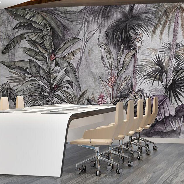 Papier peint forêt tropicale au pastel