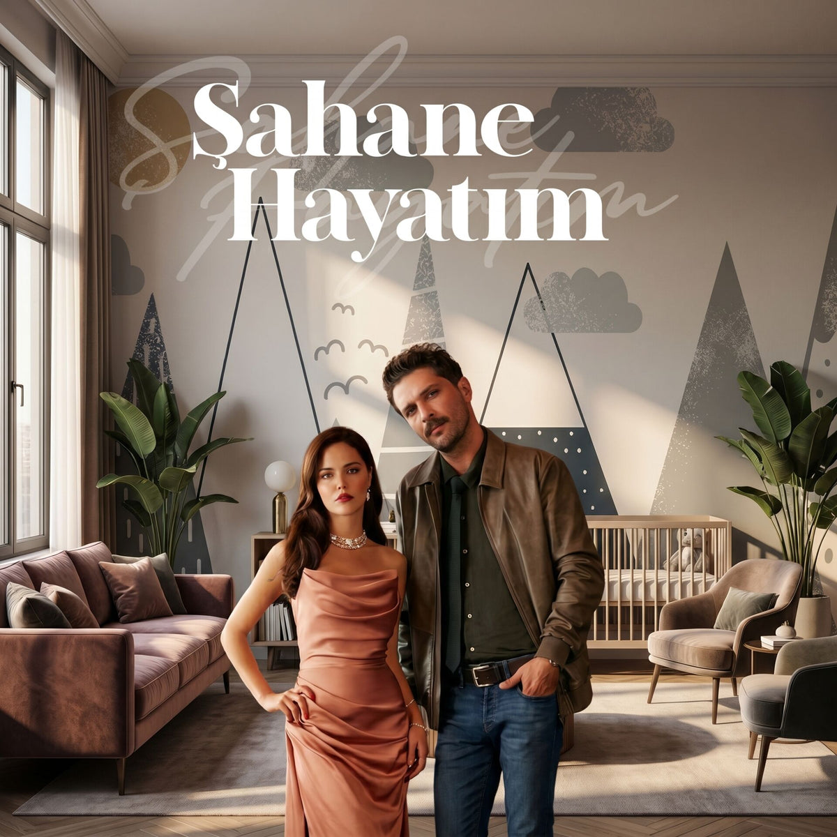 Papier peint chambre d'enfant rêves géométriques, série Şahane Hayatım