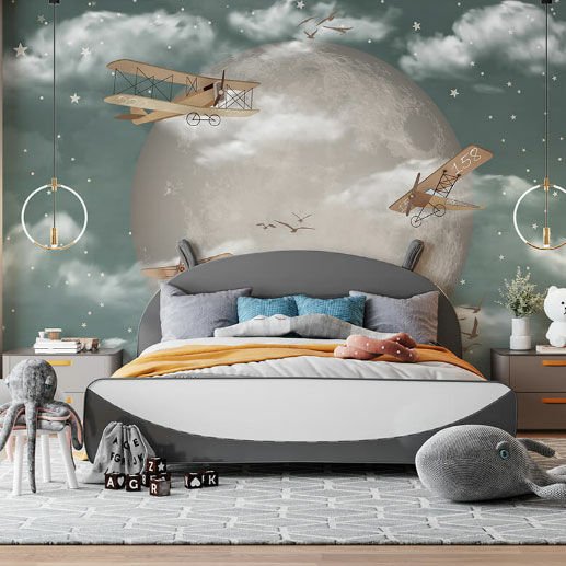 Papier peint planeurs tournant autour de la lune