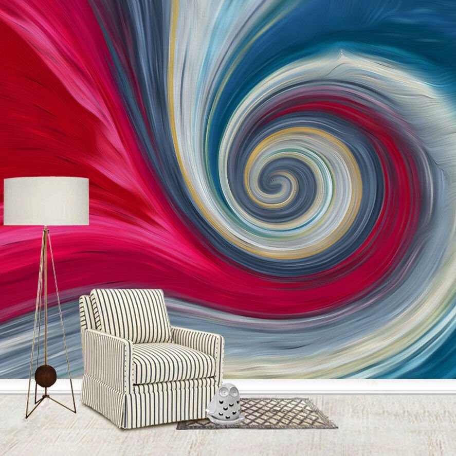 Papier peint motif tourbillon arc-en-ciel coloré