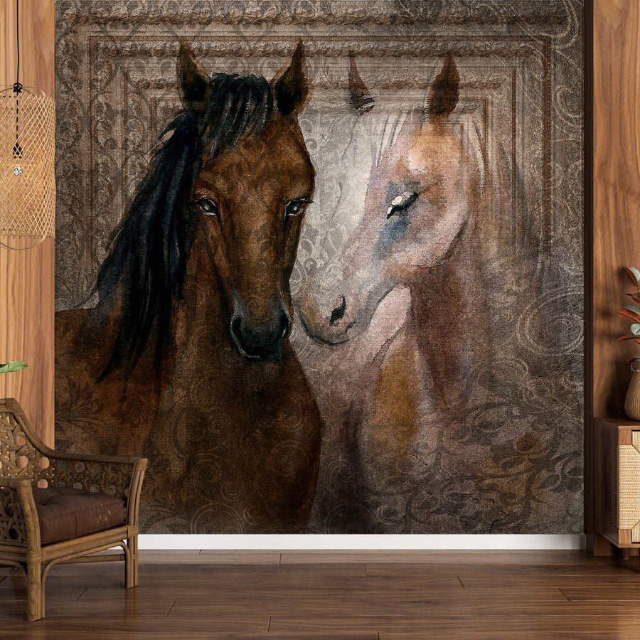 Papier peint chevaux sauvages affectueux