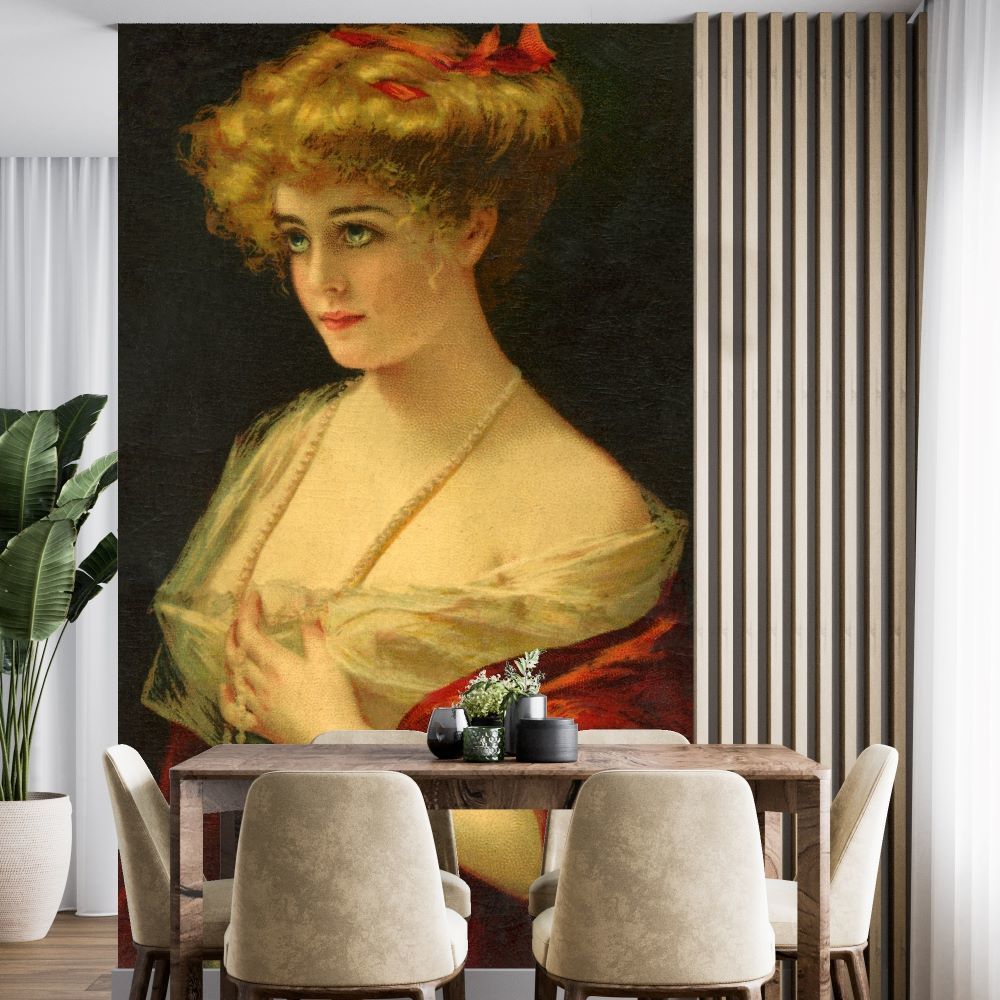 Papier peint comtesse en robe rouge