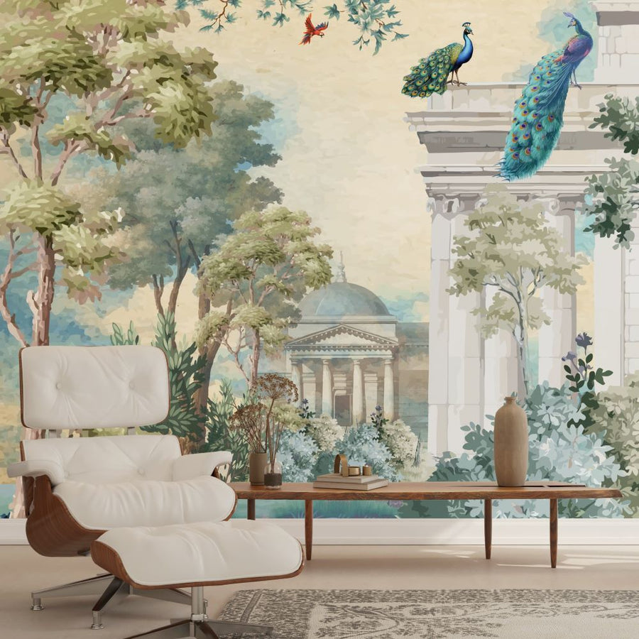Papier peint paons du jardin de palais