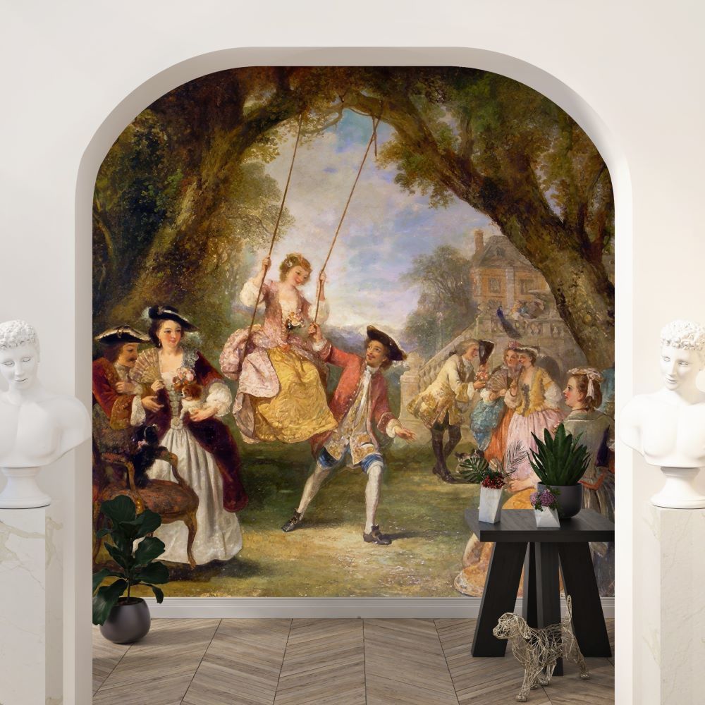 Papier peint scène de balançoire et de fête d'autrefois