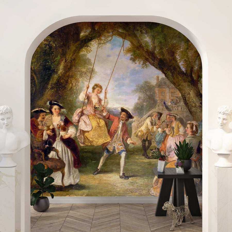 Papier peint scène de balançoire et de fête d'autrefois