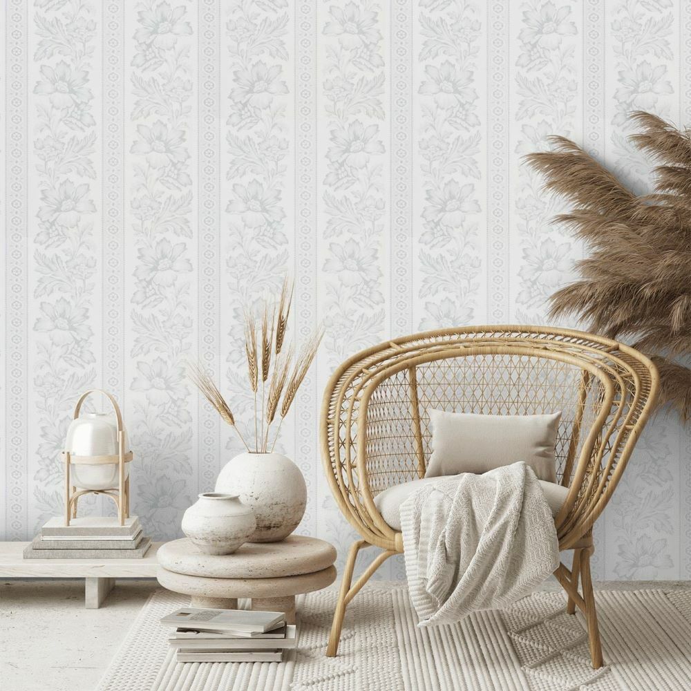 Papier peint Gwinnett Toile gris clair