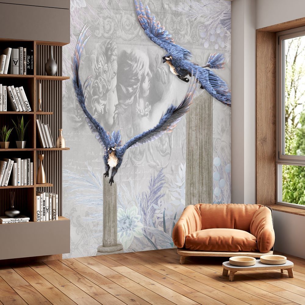 Papier peint création exclusive aigles bleus et bustes