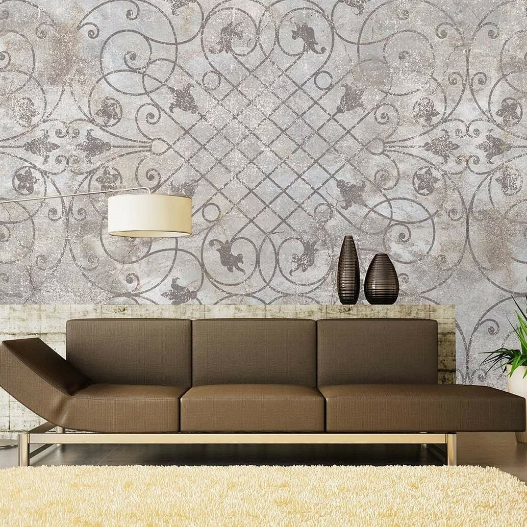 Papier peint motif ethnique patiné aux tons bruns