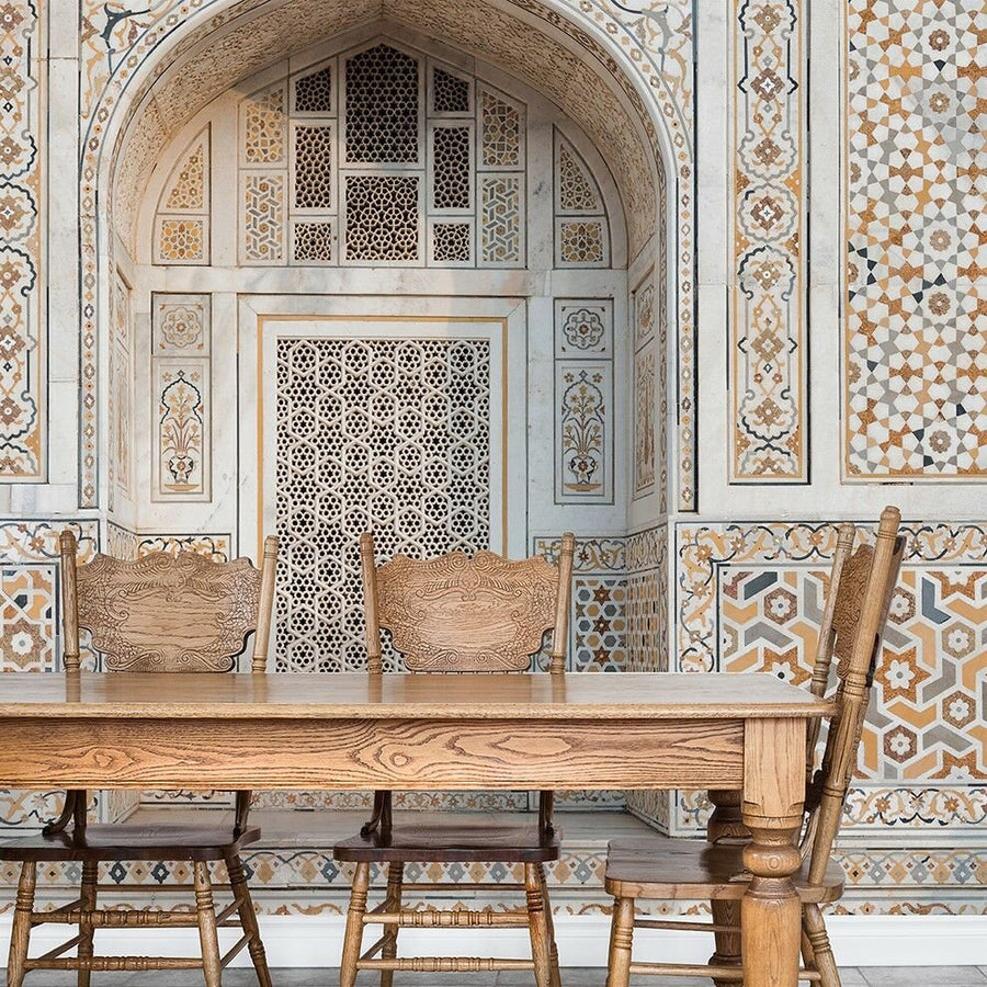 Papier peint motifs mosaïque historiques en 3D