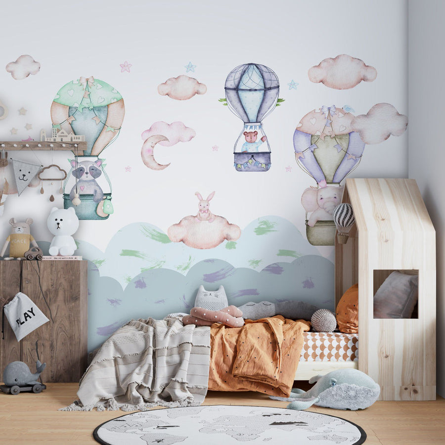 Papier peint Uva animaux adorables dans les nuages