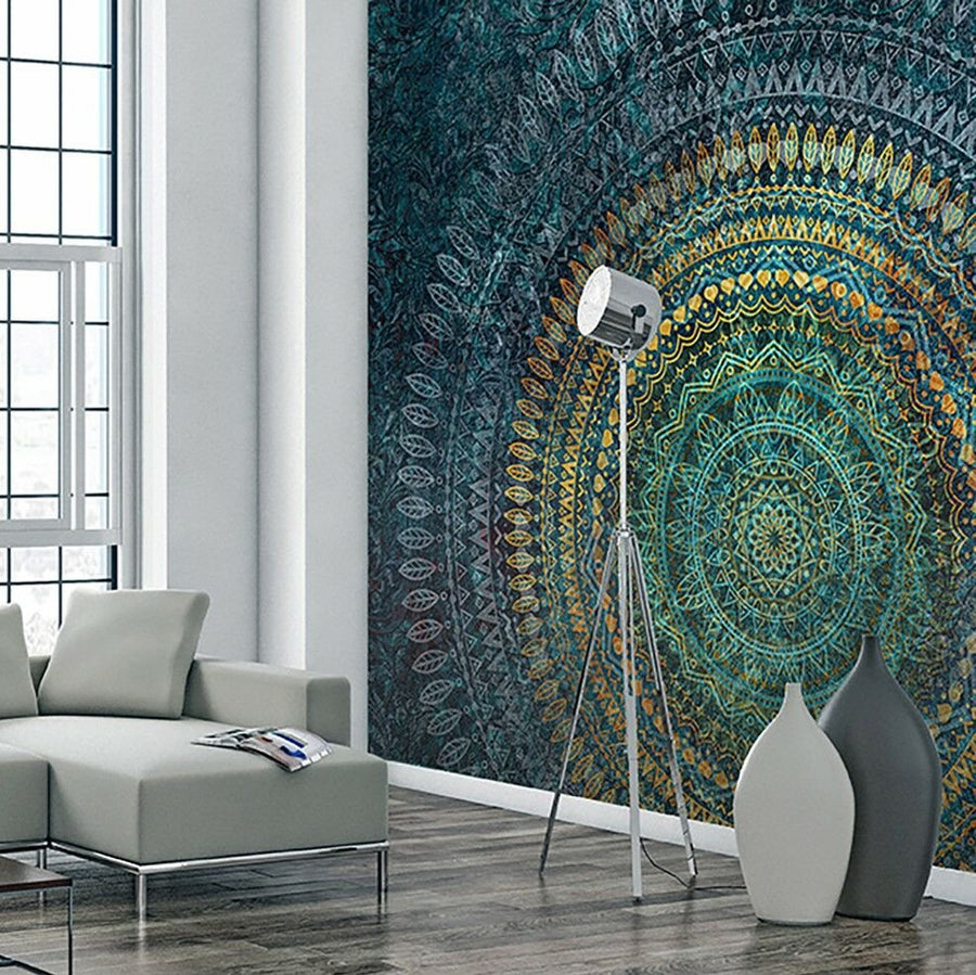Papier peint motif mandala Blue Hamburg