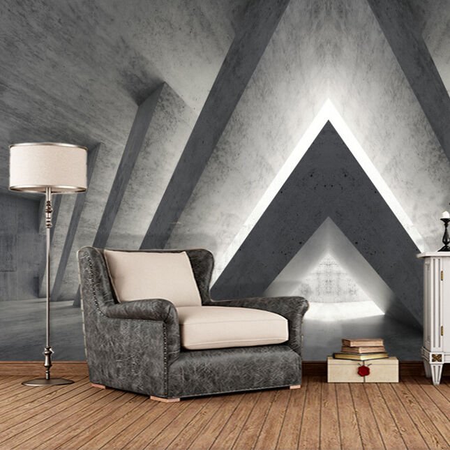 Papier peint motif pyramide géométrique béton
