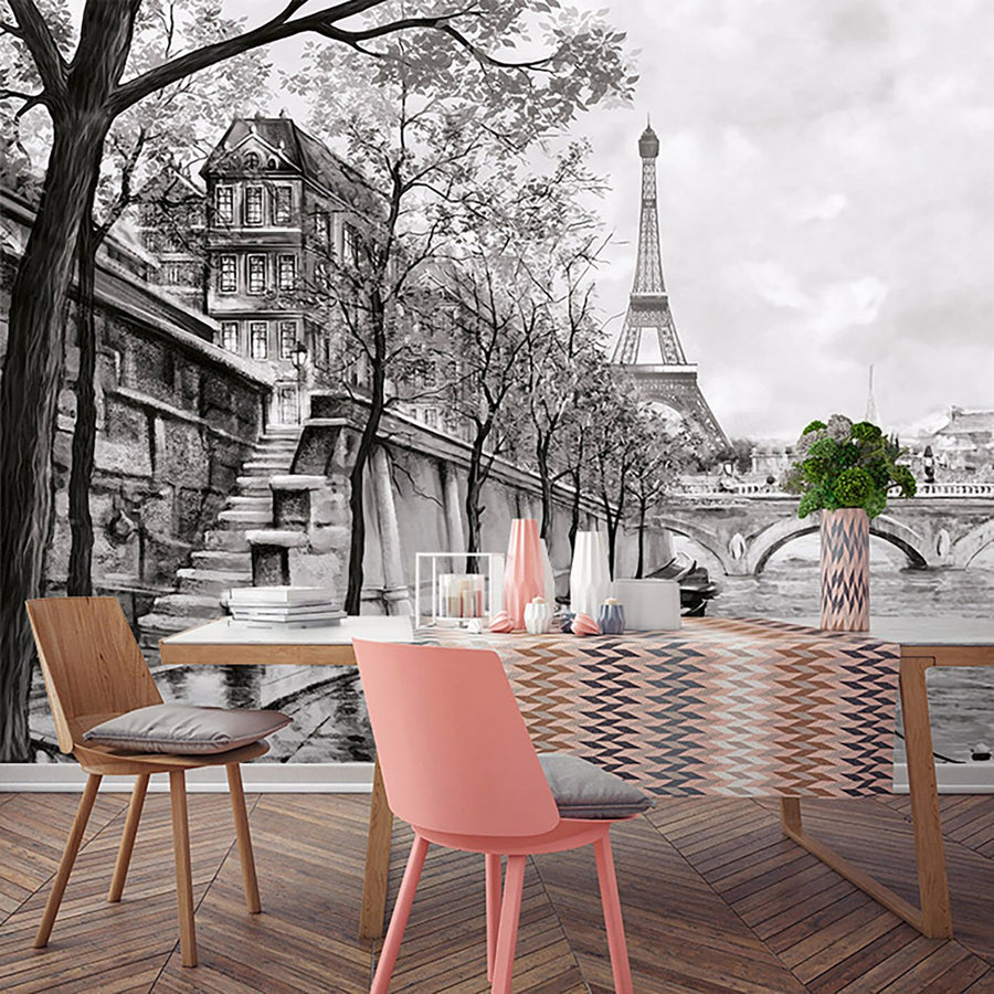 Papier peint tour Eiffel au crayon