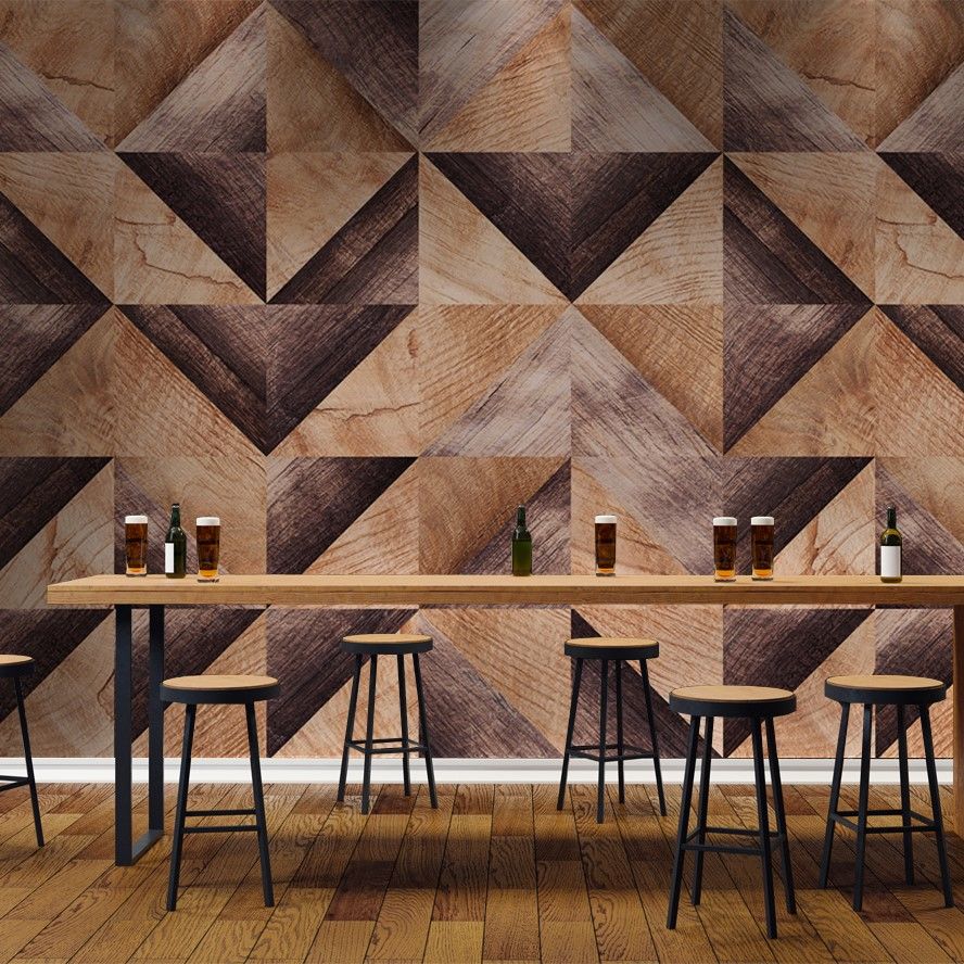 Papier peint à motif mosaïque de bois