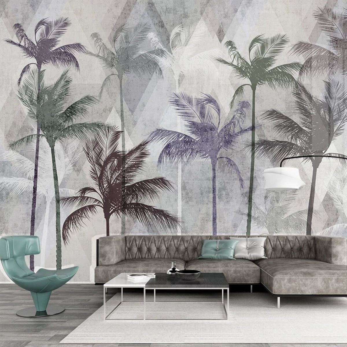 Papier peint arbres tropicaux colorés