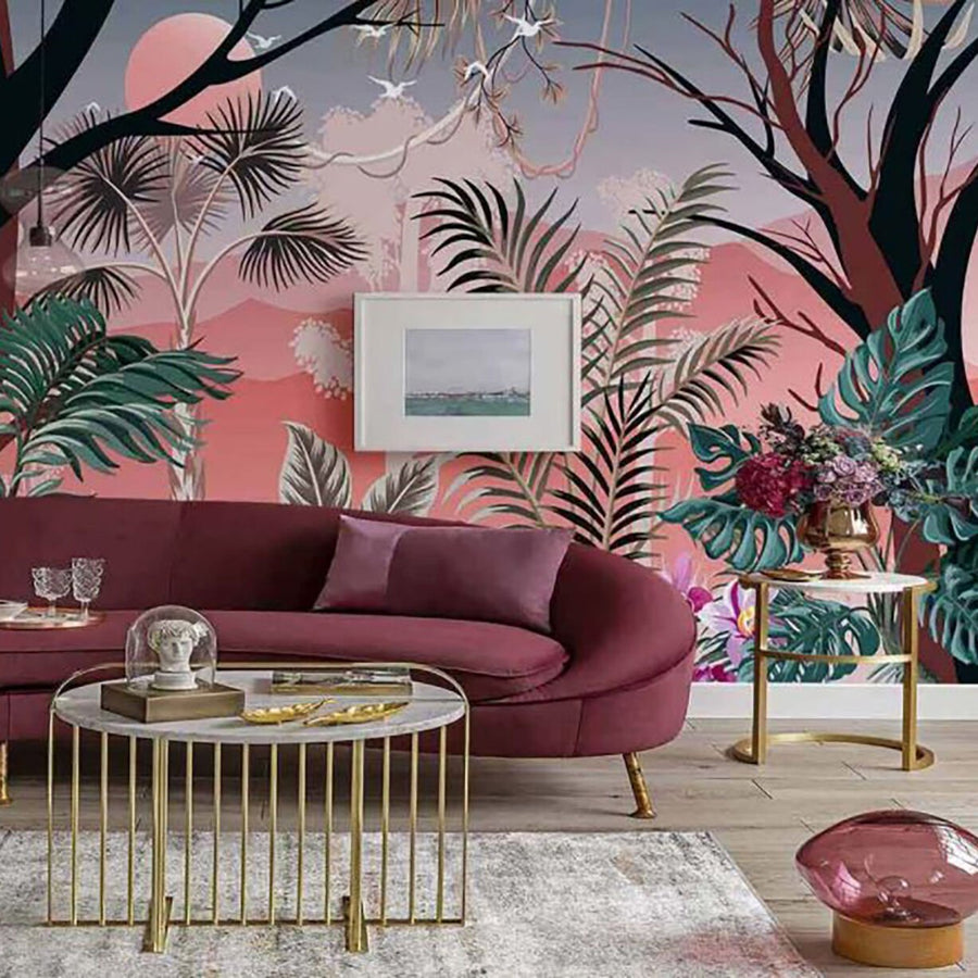 Papier peint forêt tropicale colorée
