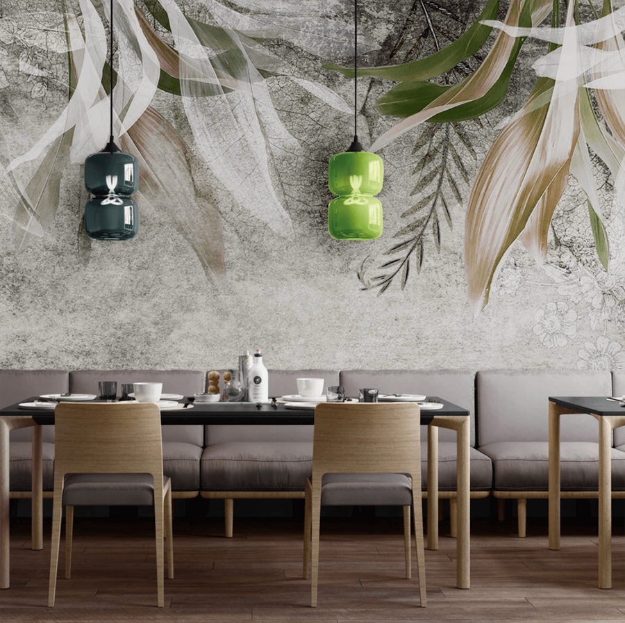Papier peint mur à grandes feuilles