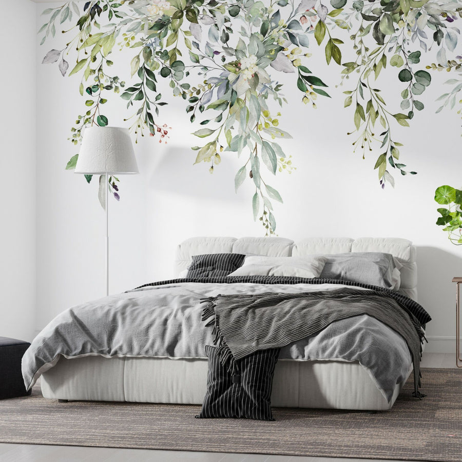 Papier peint fleurs de lierre douces