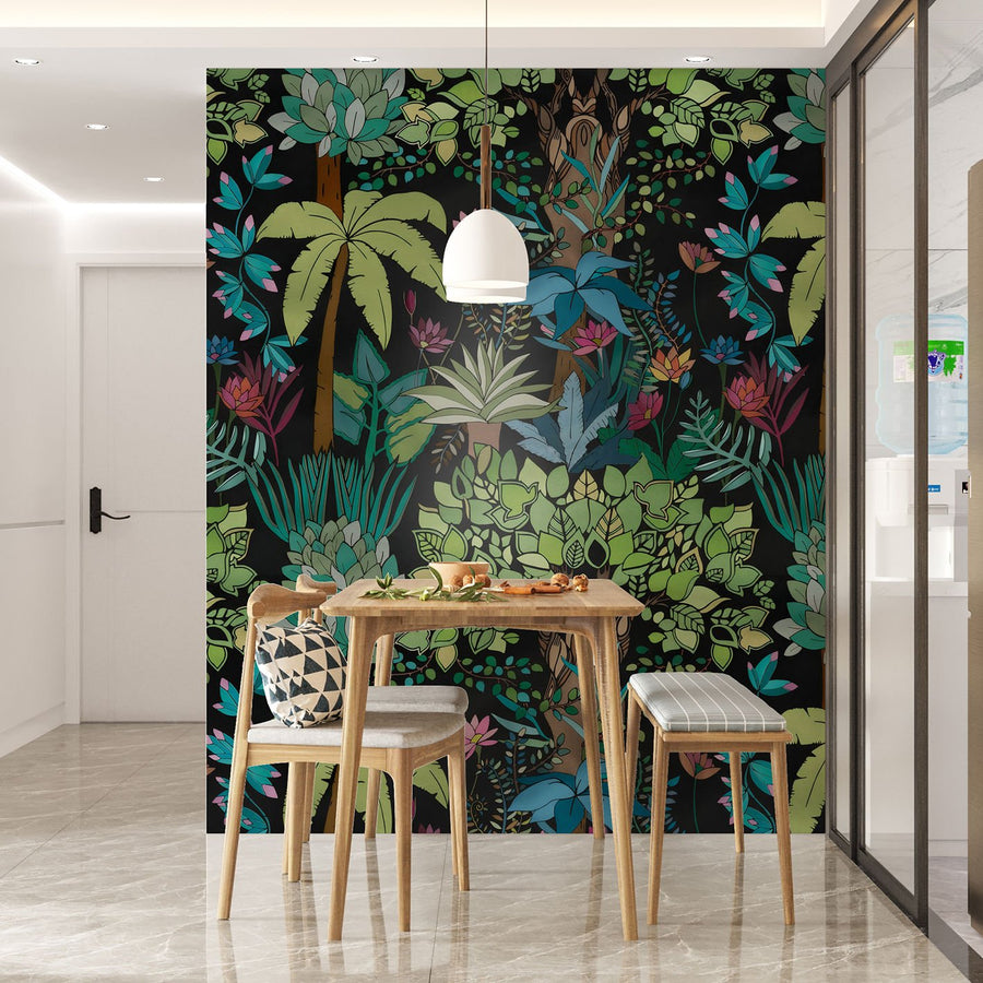 Papier peint forêt tropicale colorée
