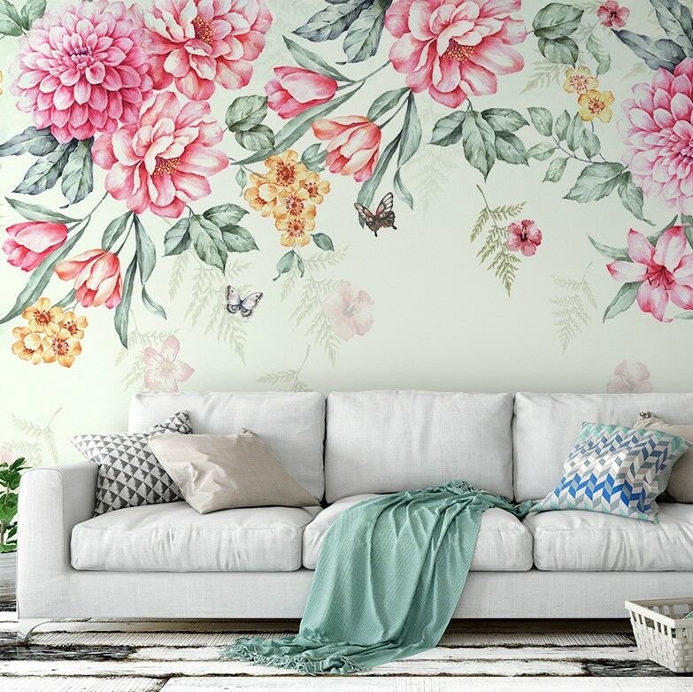 Papier peint hortensias colorés